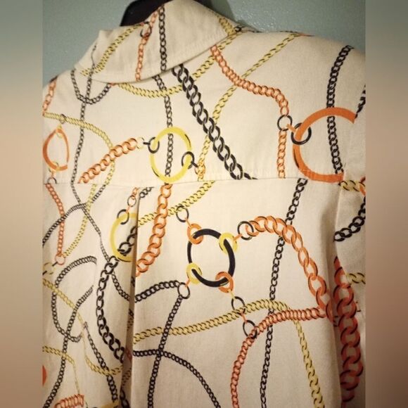 Chain print three quarter length sleeve cropped blazer - Picture 8 of 11